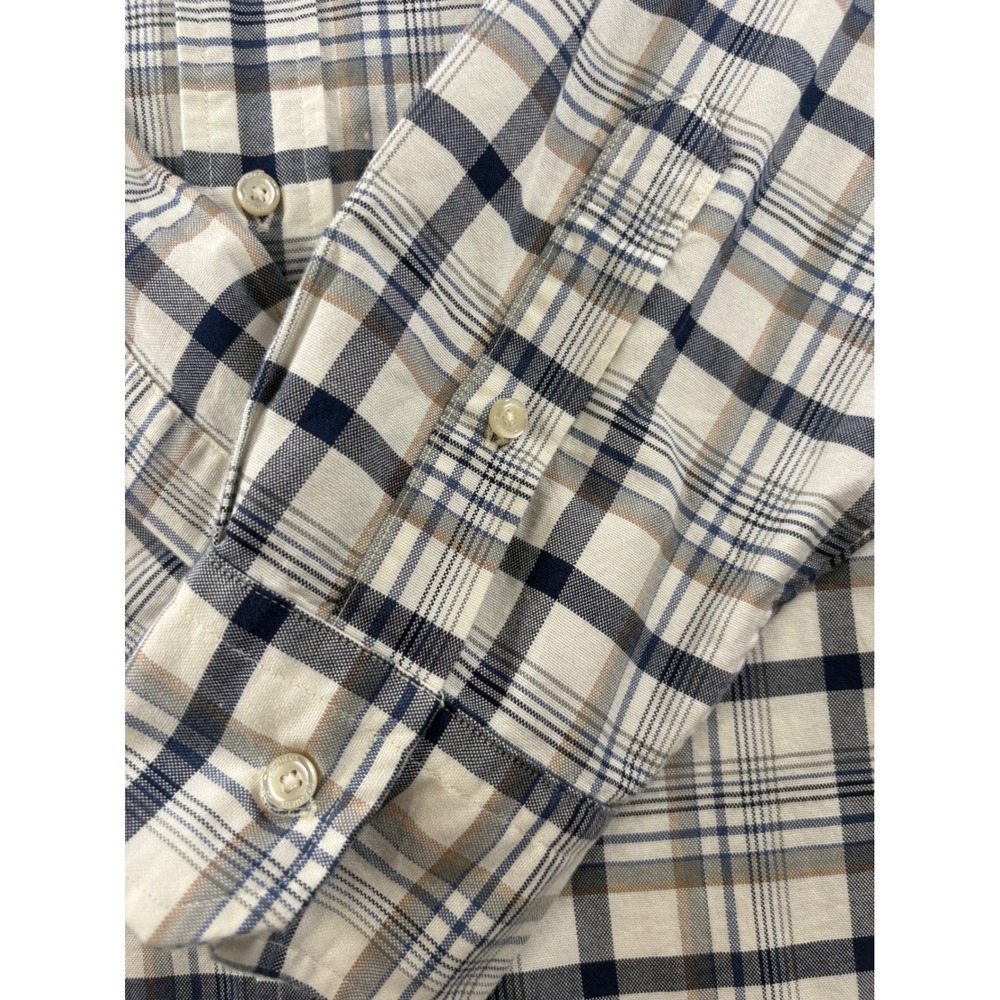 Cremieux Classics Big Man Plaid Button Down Shirt Mens 2XB Blue Tan 100% Cotton - Picture 10 of 13